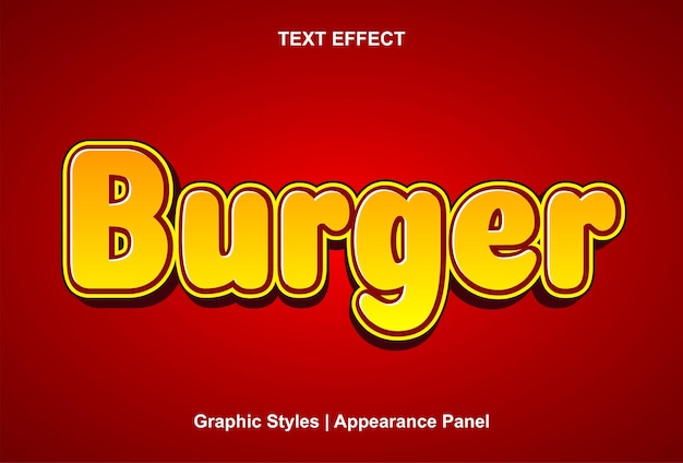 Burger text effect with graphic style and editable