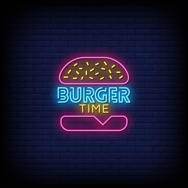 Burger time неоновые вывески стиль текста