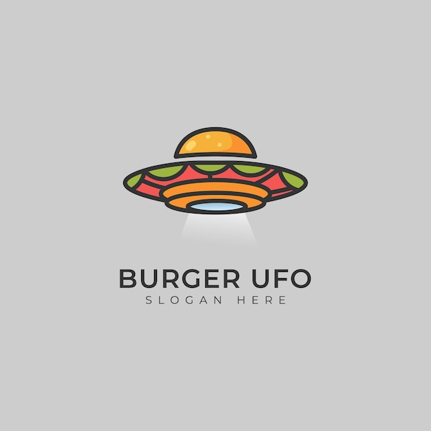 バーガーufoファーストフード配達イラストロゴ