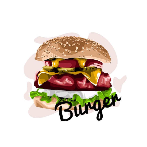 Illustrazione di disegno vettoriale di hamburger