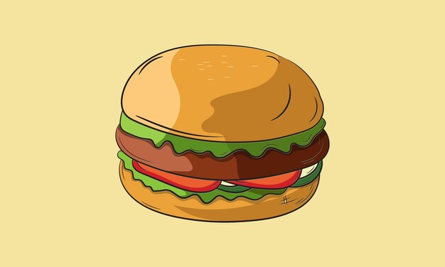 burger vector illustration. vector burger with cheese, meat, salad isolated on white background.
