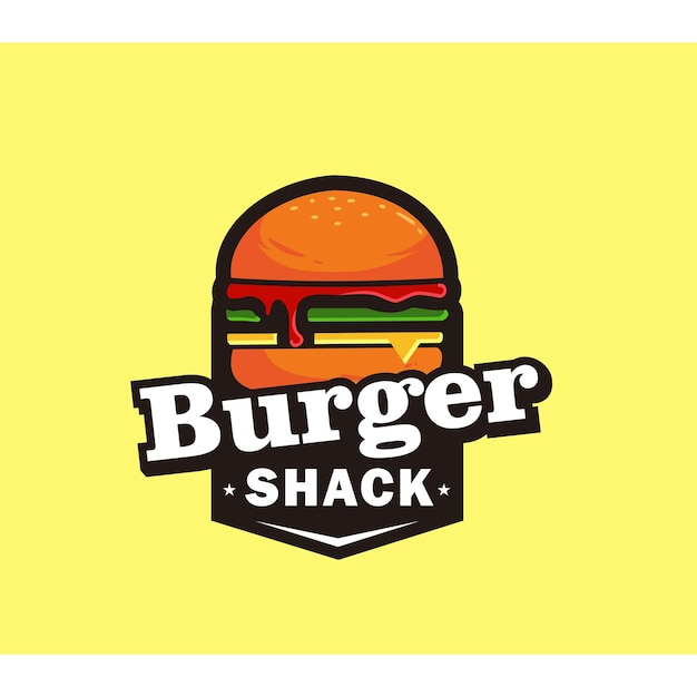 黄色の背景にハンバーガーのベクトルのロゴ