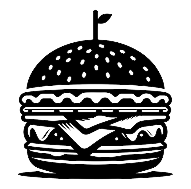 Vettore illustrazione della silhouette vettoriale del burger