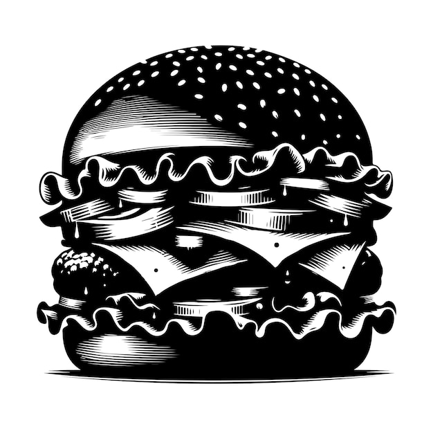 Vettore illustrazione della silhouette vettoriale del burger