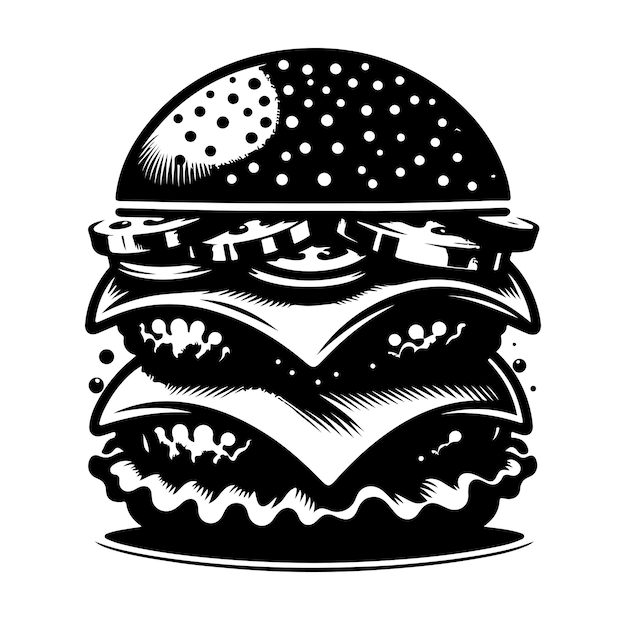 Vettore illustrazione della silhouette vettoriale del burger