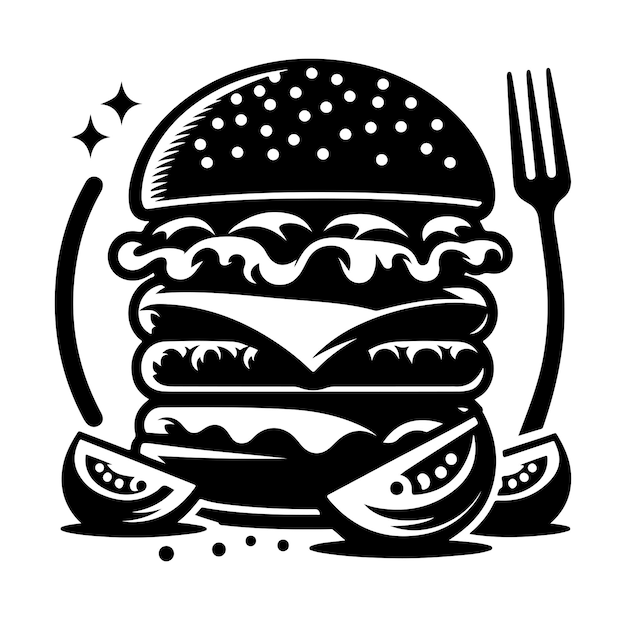 Vettore illustrazione della silhouette vettoriale del burger