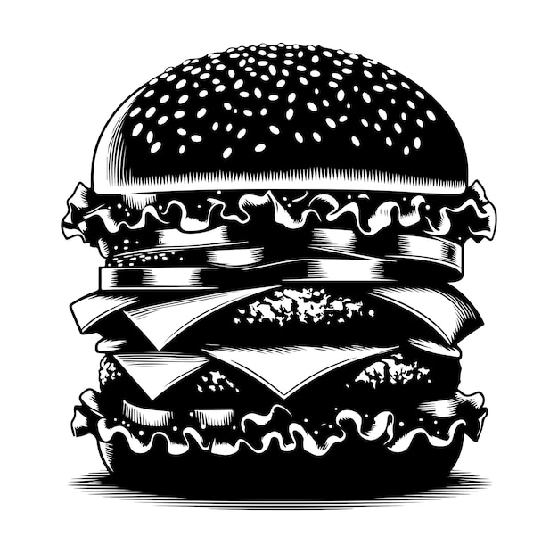 Vettore illustrazione della silhouette vettoriale del burger