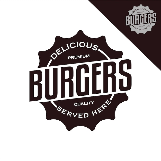 Vettore burger vintage stamp logo emblema adesivo vettore cibo