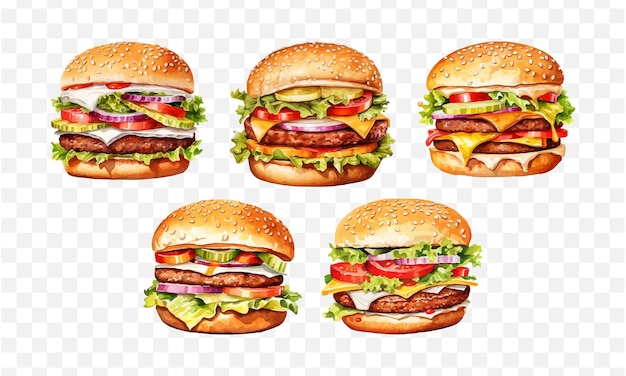 Burger in watercolor graphic element