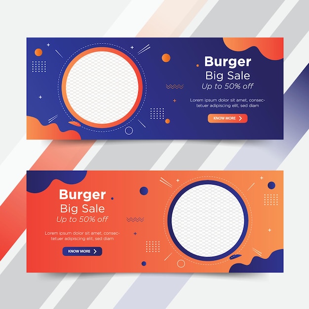 Vettore progettazione della copertina del banner web di burger