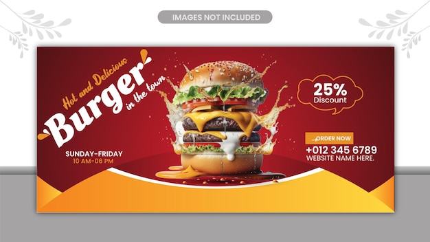 Burger web banner and restaurant social media template