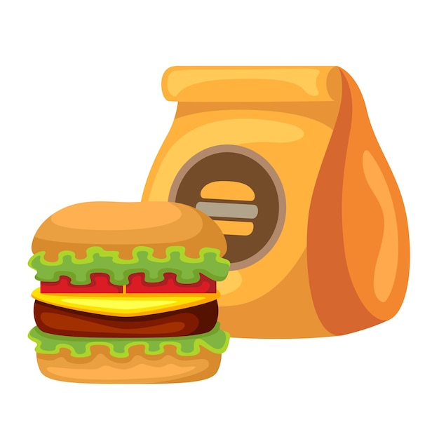 Burger with box icon illustration Vector design
