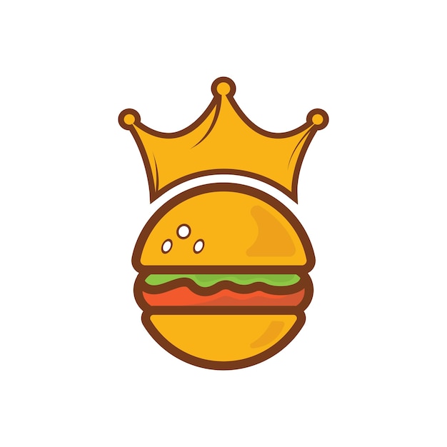Vector burger with crown icon logo concept