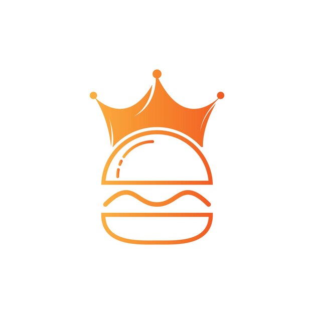 Burger with crown icon logo concept