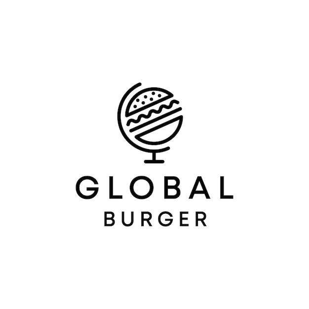 Burger with globe logo template vector