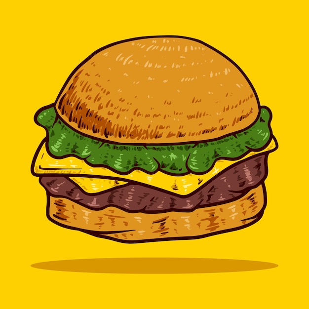 라인 아트 일러스트레이션으로 된 햄버거