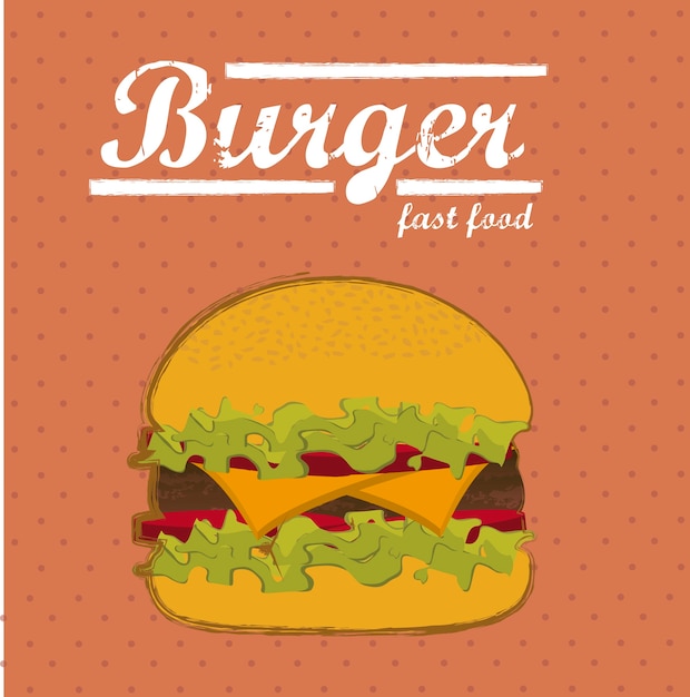 Hamburger con carne sopra illustrazione vettoriale sfondo vintage