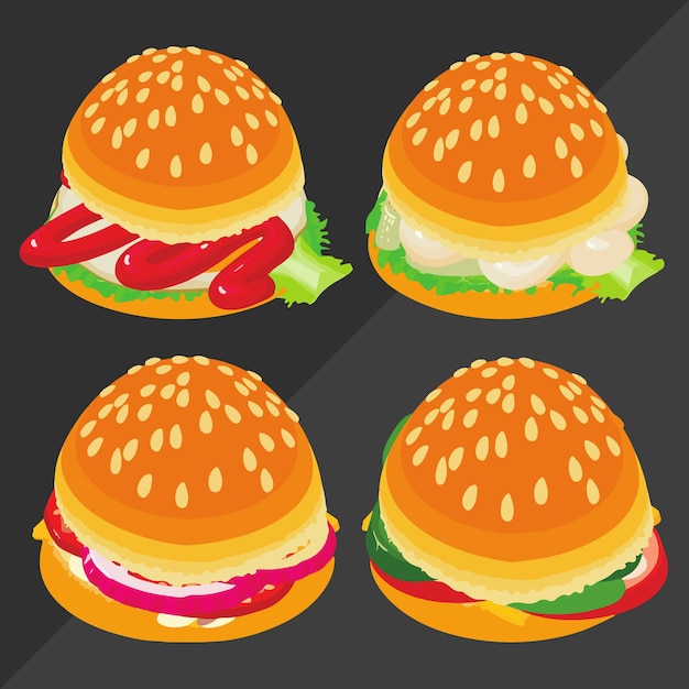 Vector burger with snack