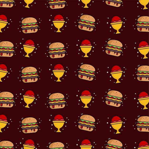 burgers and ice cream seamless pattern design