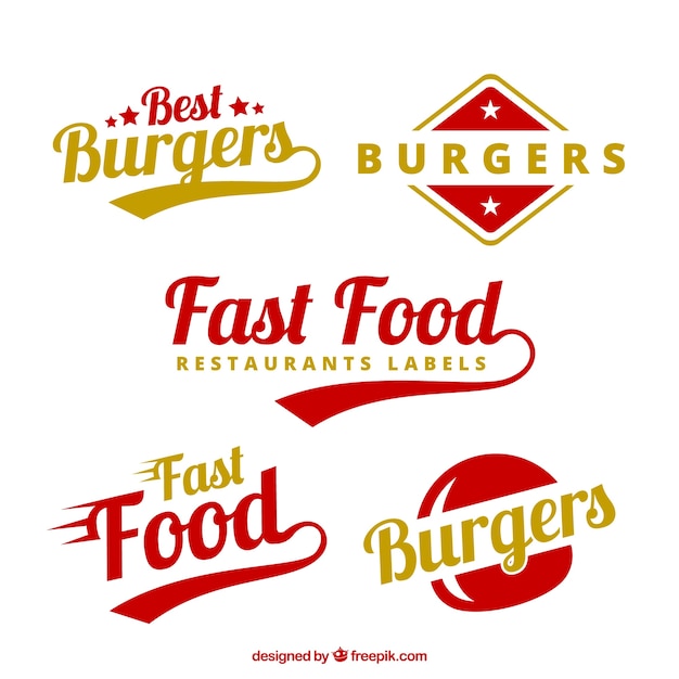 Burgers etichette in colori rosso e giallo