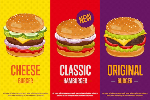 Modello di menu di hamburger.