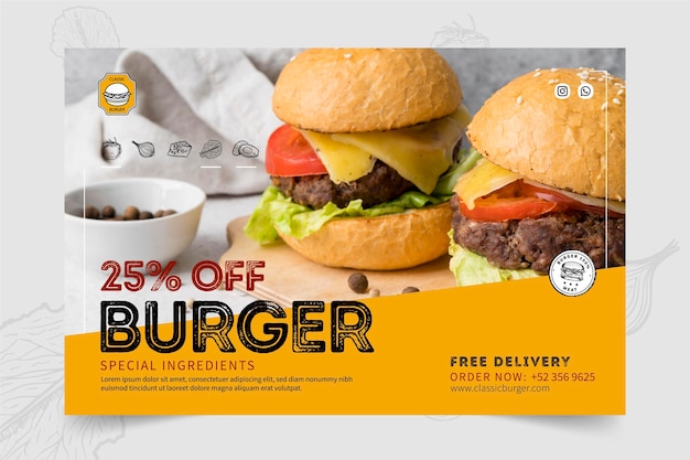 Vector burgers restaurant banners template