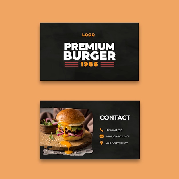 Vector burgers restaurant business card template