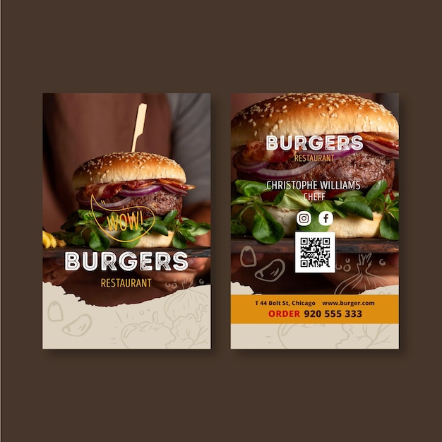 Burgers restaurant double-sided business card