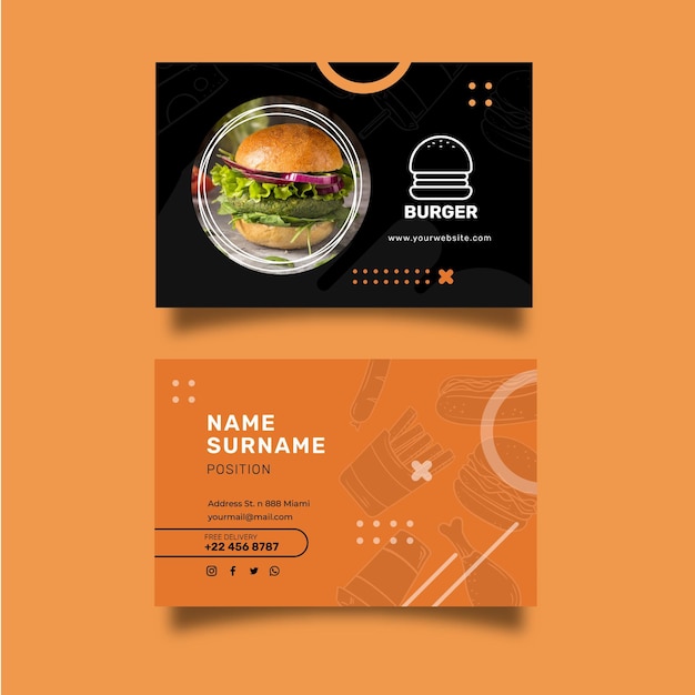 Burgers restaurant horizontal business card