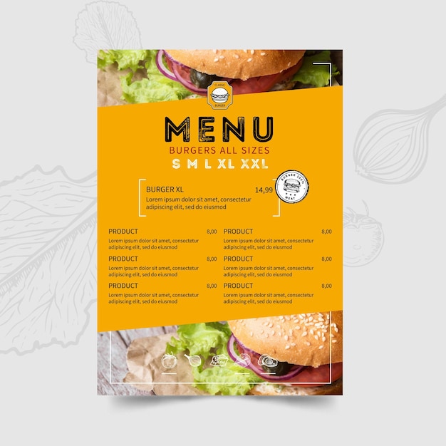 Burgers restaurant menu template