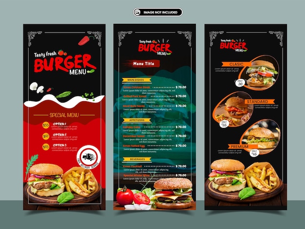 Burgers restaurant menu template