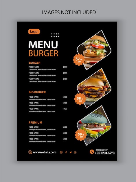 Vector burgers restaurant menu template