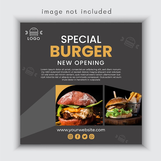 Burgers restaurant squared flyer template