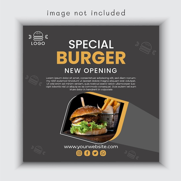 Burgers restaurant squared flyer template