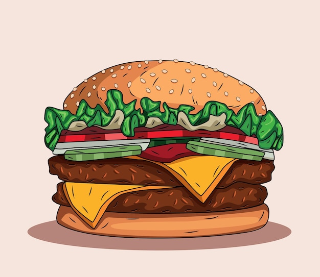 burgertasty Hamburger met vlees Vector geïsoleerd object