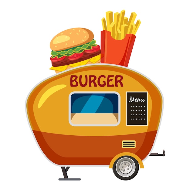 Burgertrailer mobiel snackpictogram cartoon illustratie van Burgertrailer mobiel snack vectorpictogram voor web