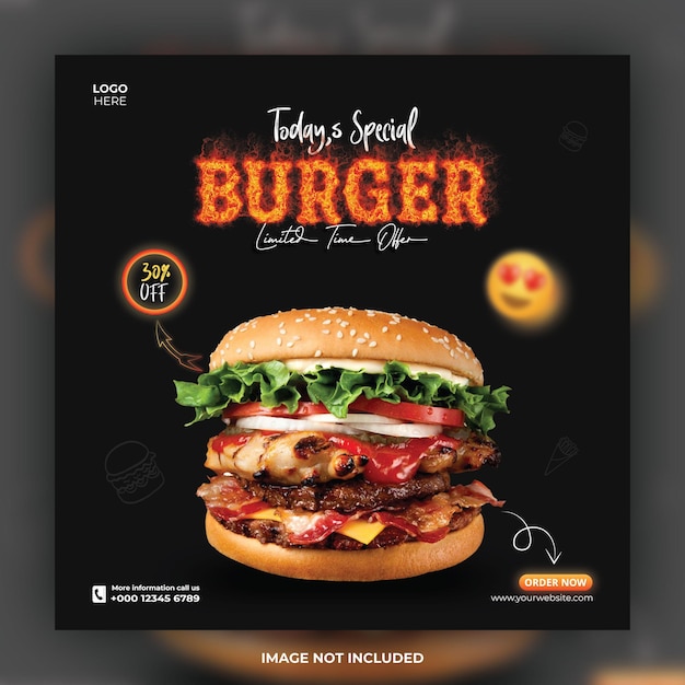 Burgerverkoop sociale media-promotie en Instagram-bannerpostontwerp