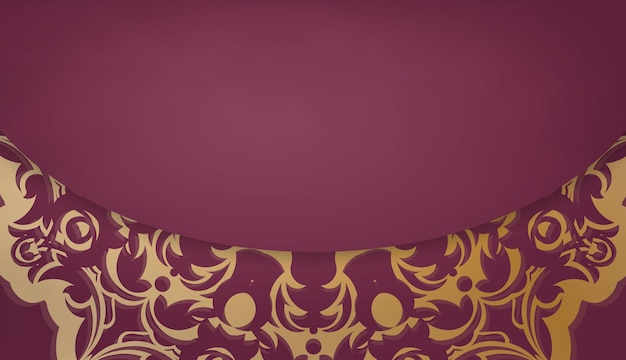Burgundy background with antique gold ornaments and place for your text