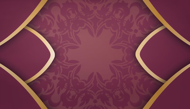 Burgundy background with antique gold ornaments and space for your logo