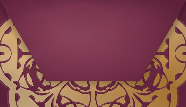 Vector burgundy background with greek gold pattern for design under the text