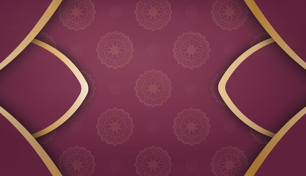 Burgundy background with indian gold pattern and text space