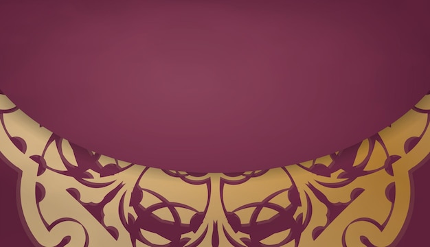 Burgundy background with luxurious gold ornaments for design under the text