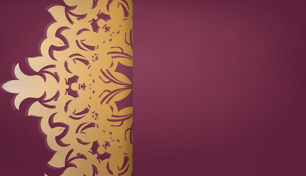 Burgundy background with luxurious gold ornaments and space for logo or text