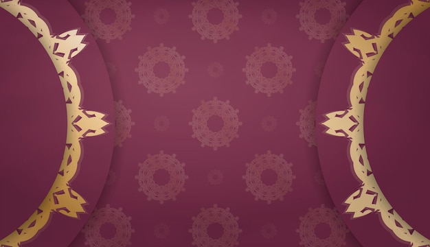 Vector burgundy background with luxurious gold pattern for design under your logo