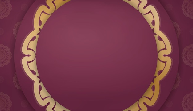 Burgundy background with mandala gold ornament and a place under the logo