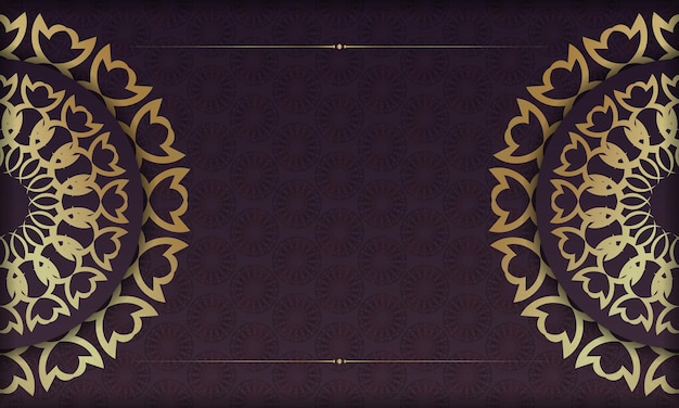 Burgundy background with vintage gold ornament for design under logo or text