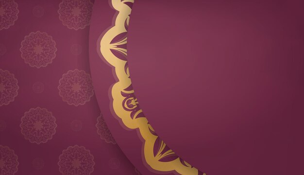 Burgundy background with vintage gold ornament for design under your text