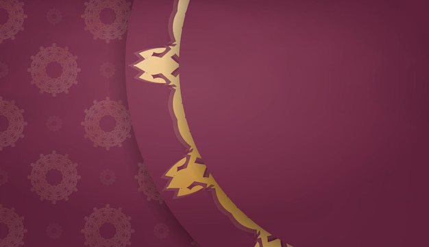 Vector burgundy background with vintage gold ornaments and space for your logo