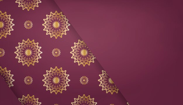 Burgundy background with vintage gold pattern and logo space