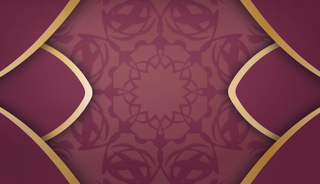 Burgundy banner template with vintage gold ornament for design under your text